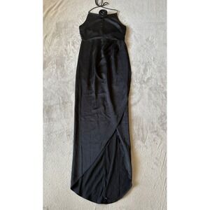 ASTR the Lable Sz Med Flower Corsage Black Halter‎ Midi Dress Formal Tulip Skirt